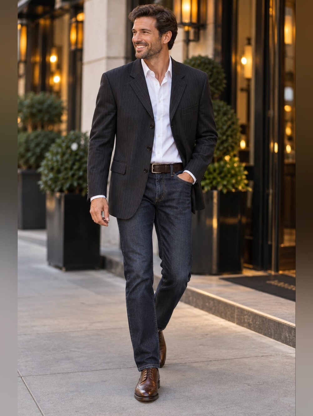 Yves Saint Laurent Pour Homme Super 120s Wool Pinstripe Blazer 44R
